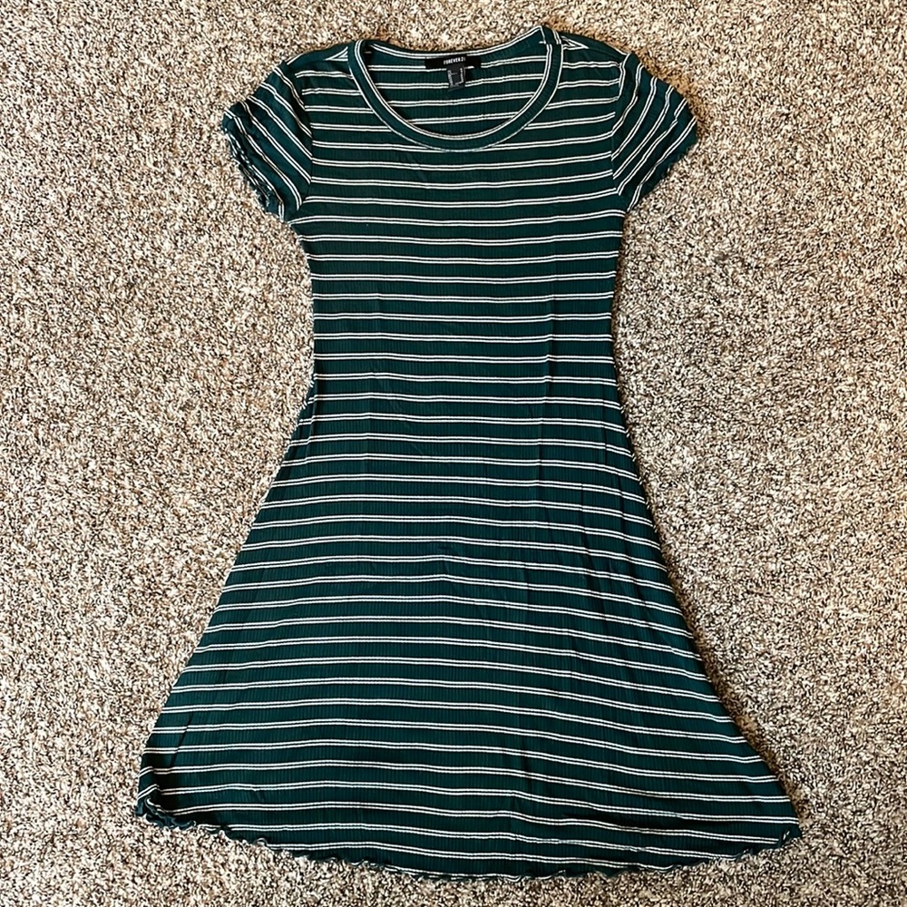 Striped dress. Green and white. Forever 21. Size medium. Fits like XS